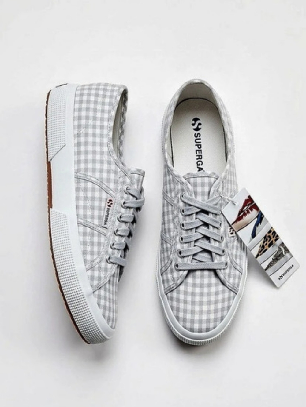 Superga 2750 Plaid Sneakers in Gray & White EU 39 NWT